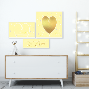 Decorativo FineArt Te Amo - Amarelo Felicidade (Conjunto)