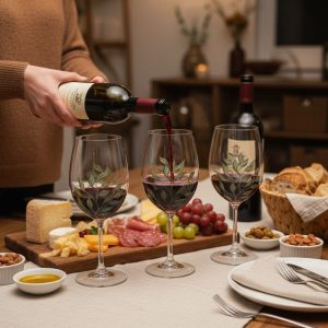 Taça de Vinho, Cristal — Folhagens da Estação (Verde Escuro)