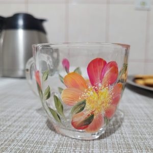 Conjunto com 6 Xícaras Pequena 110ml - Jardim em Miniatura (Nuances Laranja)